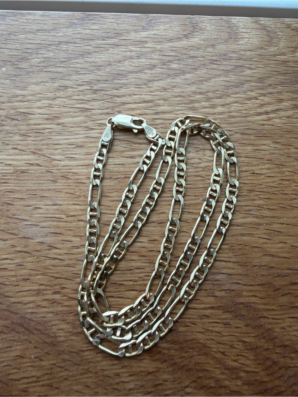 Gold Figaro Chain Necklace -  18” Solid 14k 11.6 grams